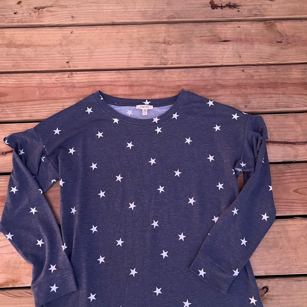 Kids Star Pattern Long Sleeve Tee - Blue